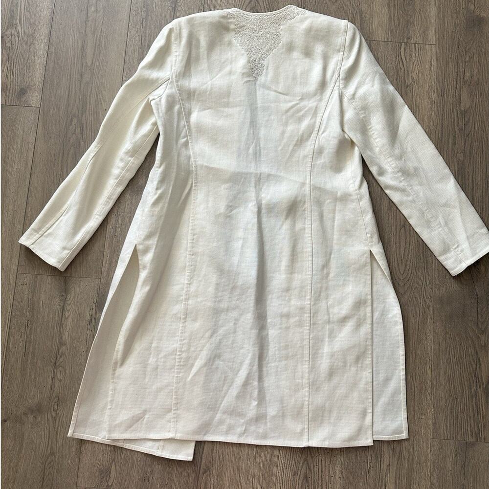 LINDA ALLARD ELLEN TRACY Linen Embroidered Duster Summer Coat Size 10 - Picture 15 of 16